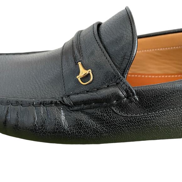 GUCCI Horsebit Moccasin Quentin Driving Loafers Black Men\'s Size G12 US 12.5 NEW main image 5